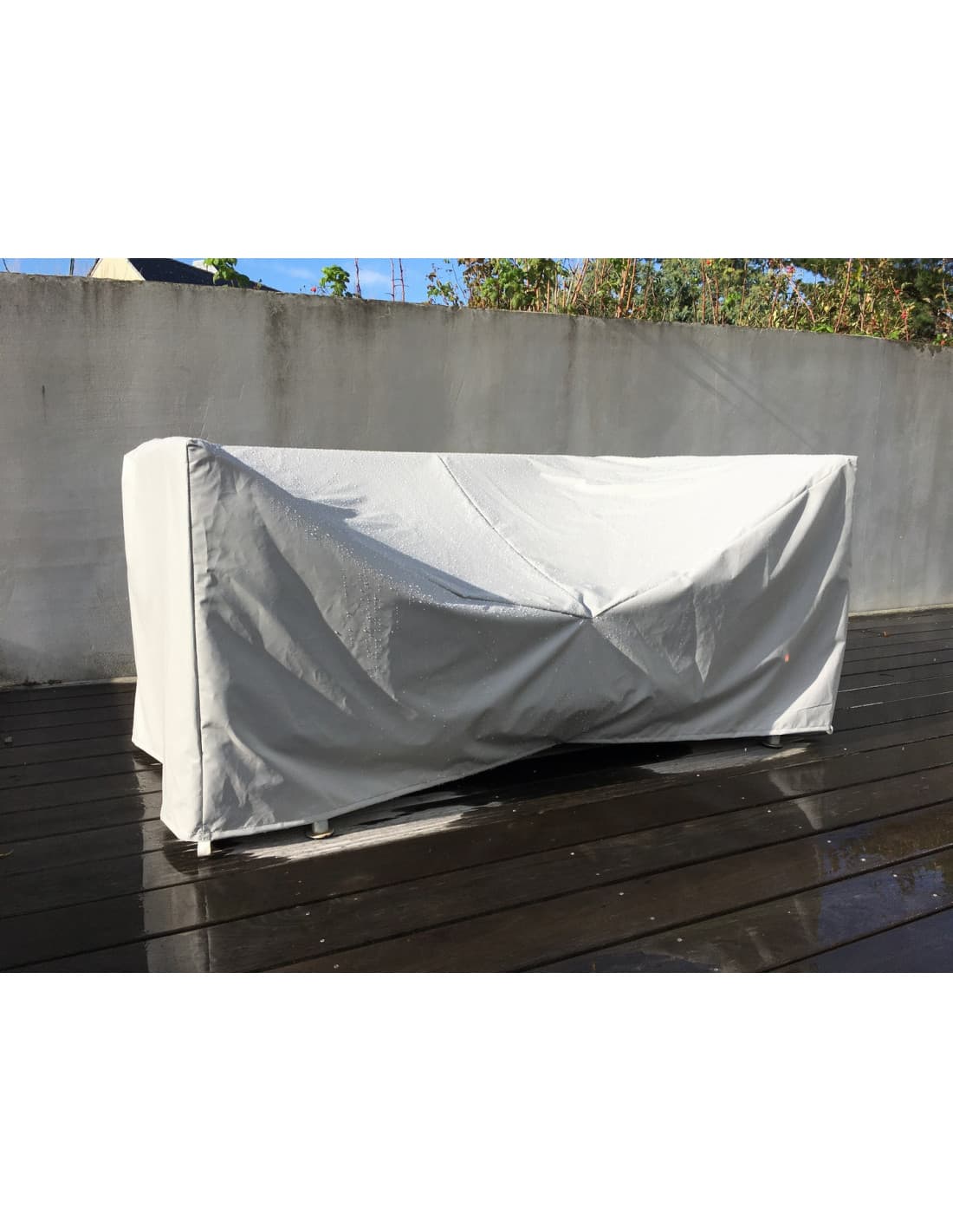 Housse sur mesure pour assise exterieure de terrasse